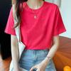 Camiseta de Manga Corta de Algodón Puro para Mujer Hombro Derecho Verano 2025 Nuevo Douyin Kuaishou Transmisión en Vivo Holgada Ropa de Pareja Camiseta de Manga Media