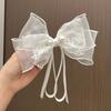 Estilo Super Fada Renda Organza Laço Multicamadas Presilha de Primavera Fita de Pérola Elegante Estilo Mori Acessórios de Cabelo para Dama Grampo de Cabelo