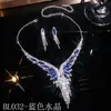 Fonte de Abastecimento de E-commerce Transfronteiriço: Colar de Cristal Colorido Popular Europeu e Americano, Corrente para Clavícula com Strass, Brincos, Conjunto de Duas Peças de Joias para Mulheres