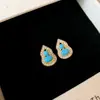 Nuevos Pendientes de Calabaza de Resina con Pedrería Estilo Chino Pendientes Pequeños Exquisitos de Temperamento Retro Joyería para Orejas de Lujo Ligero Gama Alta Venta al por Mayor