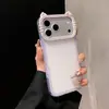 Capa de Celular Brilhante com Orelhas de Gato e Diamantes Adequada para iPhone 17, Capa Fosca Ultrafina para iPhone 16 Pro Max, iPhone 15 e iPhone 14 Pro