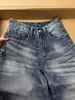 Jeans de Pierna Ancha Curva Retro Americano Lavado High Street para Mujer Otoño Junta de Bambú Sueltos Adelgazantes Versátiles Pantalones de Pierna Ancha de Longitud Completa