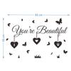 JM647 Espejo DIY en forma de corazón, pegatinas de pared acrílicas inglesas para habitación infantil, guardería, decoración del hogar, impermeable, autoadhesivo