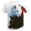 Moda Masculina Casual Cráneo Blanco y Negro 3D Pareja Impresión Digital 3D Camiseta Holgada para Hombres y Mujeres Mangas Cortas