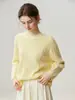 Suéter de Cashmere Gola Redonda Estilo Solto Feminino Tricô Preguiçoso Artesanato em Tricô de Trança Suéter Tricotado Top Base Solto Outono Inverno