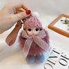 Lindo llavero de bebé lindo de ojos grandes, muñeco creativo de piel de zorro, muñeco de peluche, llavero con anillo para llaves de coche, colgante para bolso