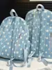 Mochila Azul Refrescante de Verano con Puntos Blancos, Estilo Coreano, Estética y Terapéutica para Niñas y Estudiantes, Mochila Pequeña para Salidas