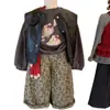 Chaleco de Cuero Estilo Coreano Otoño para Niñas Sudadera de Manga Larga Hello Kitty 2025 Traje de Pantalón de Chándal con Estampado de Leopardo Moderno y Genial para Niños