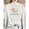 Camiseta de manga larga para mujer, capa interior, camiseta base, Venta Caliente Otoño 2026, Cuello semi-alto, Suave y lisa, Algodón de bambú, Elegante, Top de nicho