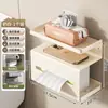 Venta Caliente Transfronteriza Portarrollos de Papel para Baño sin Taladro con Ventosa Estante de Almacenamiento de Papel Higiénico para el Hogar Dispensador de Pañuelos Montado en la Pared del Baño