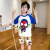 Pijama Infantil Verão Estilo Princesa Desenho Animado Manga Curta Fino Infantil Feminino Bebê Crianças Médias e Grandes Roupas de Casa para Ar Condicionado conjunto