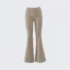 Pantalones Acampanados Estilo Chica Caliente Retro Americano de Tiro Bajo, Corte Ajustado, Color Caqui, Pantalones de Mezclilla Elásticos y Pantalones de Longitud Extendida