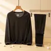 Traje cálido para Hombre y Mujer con Forro de Felpa Cachemir y Seda Engrosado Ropa Interior de Terciopelo Alemán Calefacción Ropa de Otoño Pantalones de Otoño Camiseta Base para Pareja para Invierno