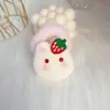 Grampo de Cabelo de Coelho de Pelúcia com Morango e Espinheiro-Alvar Confitado Grampo de Cabelo de Coelho Rosa Fofo Acessório de Cabelo de Recompensa para Crianças