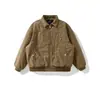 ORIGTEEN Chaqueta de Algodón Retro Americana Lavada Desgastada con Solapa Ropa de Trabajo para Hombre Engrosada con Terciopelo MY9029
