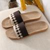 Pantufas de Linho 2025 Femininas Verão Casa Interior Barraca Pantufas de Casal Chão Silencioso Confortável Absorvente de Suor Pantufas Masculinas
