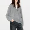 Suéter de Tricô com Gola Redonda, Aplicação de Renda, Tricô Falso Duas Peças, Suéter Feminino e Simples com Gola Henley para Mulheres, Roupa Feminina para Exportação