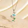Moda Transfronteriza Accesorios de Flor de Tulipán Collar Estilo Dulce Colgante Pequeño de Flor Fresca Cadena para Suéter Versátil con Temperamento