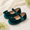 Sapatos Mary Jane de Veludo Vintage com Laço para Meninas, Sapatos Infantis para Festa de Feriado e Apresentação, Sapatos Macios de Princesa Suaves