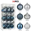 Conjunto de Bolas de Natal de Novo Modelo Transfronteiriço 6cm/36 Peças, Caixa de Presente com Bolas de Natal Pintadas, Bolas Coloridas de Natal, Bolas para Decoração de Árvore de Natal