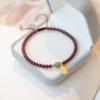 Pulsera de cristal de fresa Minsheng para mujer, original, extremadamente fina, pulsera de cristal de flor de melocotón, regalo de cuentas de transferencia, granate, marca de la suerte