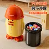 Cubo de basura de dibujos animados de patito amarillo con tapa deslizante para el hogar, habitación infantil, dormitorio, con ruedas, cubo de basura de pingüino de doble compartimento móvil