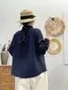 Camisa de Mujer 2026 Primavera y Otoño Nueva Chaqueta de Manga Larga Top con Cuello Puntiagudo, Color Sólido, Gasa de Algodón de Doble Capa, Camisa Blanca de Estudiante