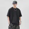 Camiseta masculina de manga curta nova de verão 280g, marca da moda, casual resistente versátil de meia-manga, top americano de alta rua, vestuário masculino