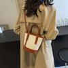 Bolso pequeño de alta gama en contraste de color para mujer, bolso bandolera moderno y popular de 2025, bolso de hombro tipo cubo súper popular.