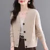 Otoño/Invierno 2026 Nuevo Estilo Coreano para Mujer Cárdigan de Punto Cálido de Color Sólido Prendas Exteriores Suéter Top de Moda