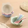 Tazón de Bocadillos de Paja de Trigo Japonés para Niños Vajilla para Bebés Tazón para Comer Anticaída Dibujo Animado Lindo Búho Tazón con Cuchara