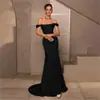 Vestido de Novia Ligero de Satén Estilo Francés Vestido de Noche para Mujer, Blanco Hombros Descubiertos Ajustado Sirena Vestido para Anfitrión de Reunión Anual con Cola Pequeña