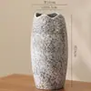Jarrón de flores de gran diámetro, de cerámica simple, hidropónico, con adornos, estilo vintage, para casa de familia, estilo chino, sencillo.