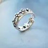 Anillo Abierto de Corona Vintage para Mujer, Anillo Creativo Estilo Dulce Fresco Floral, Anillo de Cola de Plata 925, Anillo para el Pie con Sentido de Diseño