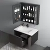 Gabinete de Baño de Aleación de Aluminio Moderno y Sencillo de Fábrica Juego Combinado Baño del Hogar Lavabo Cerámico Integrado Lavamanos