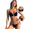 2026 Nuevo Bikini Sexy de Dos Piezas de Color Sólido con Cordones y Decoración de Carcasa Metálica Transfronteriza Venta Directa de Fábrica