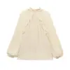 Comércio exterior atacado primavera 2025 nova moda gravata borboleta decorativa laminada manga de lanterna francesa camisa