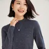Outono e Inverno Nova Malha de Lã Feminina Gola Alta Meia Versátil Camisa Base de Caxemira Macia Cera Malha de Caxemira Próxima ao Corpo