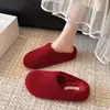 Pantuflas de lana de cordero para mujer, estilo slip-on, 2026 otoño e invierno, para exteriores, antideslizantes, planas, de pelo, para casa, cálidas, con suela gruesa, de algodón