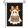 Bandera de jardín de otoño de Acción de Gracias transfronteriza de Temu calabaza Halloween fantasma bandera decorativa de lino impresa por ambos lados