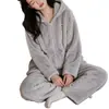 Pijama Espeso Estilo Coreano Nuevo Estilo Cremallera Estilo Perezoso con Capucha Acolchada Ropa de Abrigo Cálida de Invierno para Mujer Ropa de Casa
