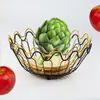 Cesto de Frutas de Ferro Nove Louvores Estilo Nórdico Sala de Estar Mesa de Centro Prato de Frutas Moderno Criativo Cesto de Armazenamento de Lanches