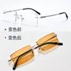 Gafas Sin Montura de Titanio Puro para Hombre con Miopía, Astigmatismo, Montura Ultraligera Sin Montura con Borde Cortado en Diamante, Fotocromáticas, Bloqueo de Luz Azul, Montura Moderna