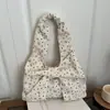 Bolsa Tote Transversal de Ombro Fashionável Estilo Coreano para o Dia a Dia, Grande Capacidade, Veludo Cotelê, Novo Estilo, Laço, Bolinhas, Bolsa Grande