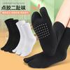 Calcetines de algodón de dos dedos para hombres y mujeres, chanclas, calcetines de madera, calcetines de silicona antideslizantes de presión lenta, calcetines de media pantorrilla con punta dividida