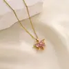 Collar Yunyao de Acero Inoxidable Planeta Corazón Luna para Mujer Full Diamante Lujo Ligero Cadena Clavícula Simple Colgante de Cobre Fábrica Venta al por Mayor