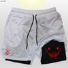 Shorts de fitness de doble capa Ghostface entrenamiento de culturismo deportes para hombre dos en dos estampado de animación 2D playa al aire libre secado rápido