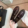 Versión de Piel de Vaca ~ Mocasines Plisados Retro Británicos para Mujer, Versátiles, sin Cordones, para Personas Perezosas, para Ir al Trabajo, Zapatos Pequeños de Cuero, Tacón Grueso, Zapatos de Suela Única