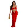 C6822 transfronterizo AliExpress Amazon moda europea y americana ropa de mujer color liso sexy top de tubo falda plisada conjunto de dos piezas