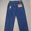 Comércio eletrônico transfronteiriço Empire Denim Skate Preto Puro Big Boy Jeans Bordado Resistente ao Desgaste Tubo Reto Calças Soltas